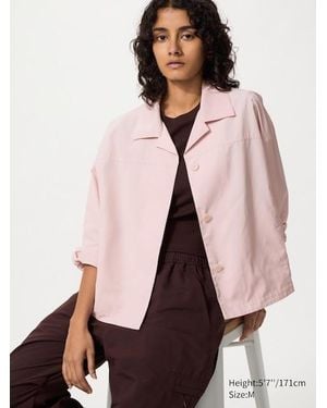 Uniqlo Open Collar Short Jacket - Natural