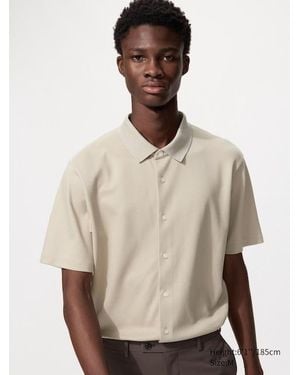 Uniqlo Airism Cotton Piqué Polo Shirt (Full Open) - Natural