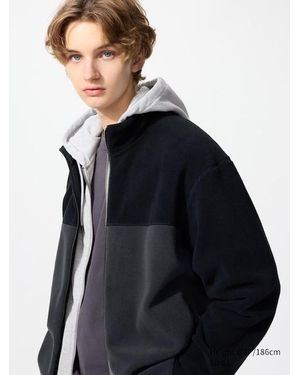 Uniqlo Fleece Full-Zip Jacket (Colour Block) - Black