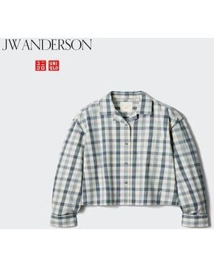 Uniqlo Flannel Boxy Shirt (Checked) - Blue
