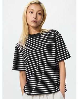Uniqlo Airism Cotton T-Shirt (Striped) - Black