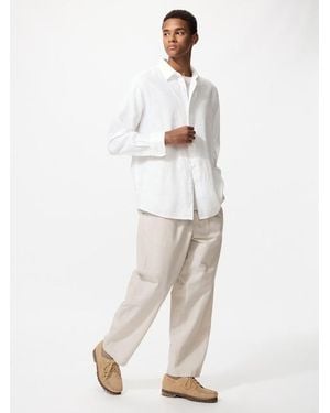 Uniqlo Linen Blend Easy Ankle Trousers (Striped) - White