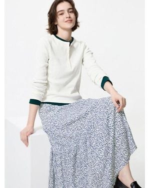 Uniqlo Falda Maxi Estampada - Blanco