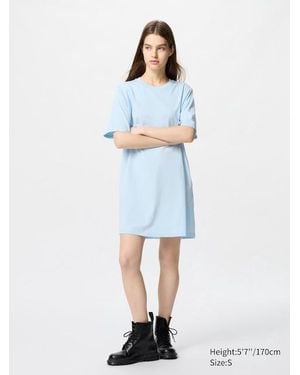 Uniqlo Vestito Airism Cotone Taglio Corto - Blu