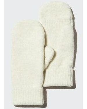 Uniqlo Heattech Soufflé Yarn Thermo Fäustlinge - Weiß