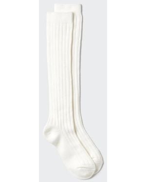 Uniqlo Heattech Calcetines Térmicos Alto Rodilla Canalé - Blanco