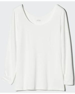 Uniqlo Heattech Scoop Neck T-Shirt (Long Sleeve) - Blue