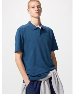 Uniqlo Airism Cotton Piqué Polo Shirt - Blue
