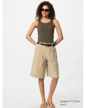 Uniqlo Jersey Pleated Shorts - Natural