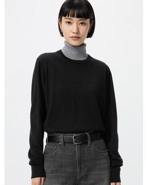 Uniqlo 100% Merino Crew Neck Jumper - Black