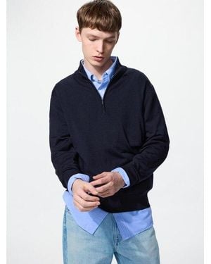 Uniqlo Jersey 100% Merino Media Cremallera - Azul