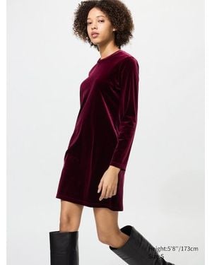 Uniqlo Velours Kleid (Soft) - Rot