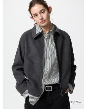 Uniqlo Brushed Jersey Zip-Up Blouson - Grey