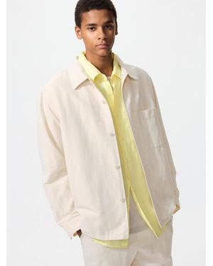 Uniqlo Cotton Linen Blend Shirt Jacket - Natural