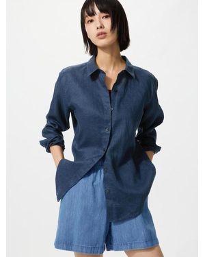 Uniqlo 100% Premium Linen Shirt - Blue