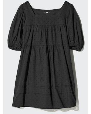 Uniqlo Cotton Dobby Mini Dress (Short Sleeve) - Black