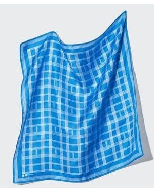 Uniqlo 100% Silk Scarf (Check) - Blue
