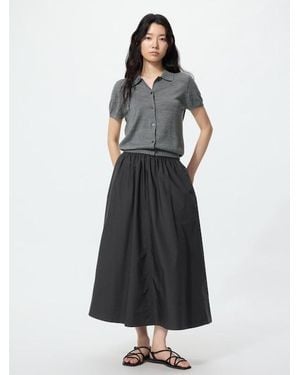 Uniqlo Cotton Blend Gathered Long Skirt - Black