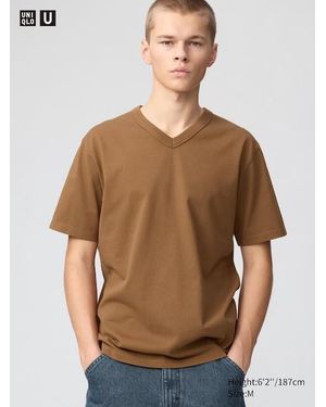 Uniqlo V Neck T-Shirt - Brown