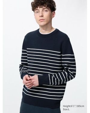 Uniqlo Washable Milano Ribbed Crew Neck Jumper - Blue