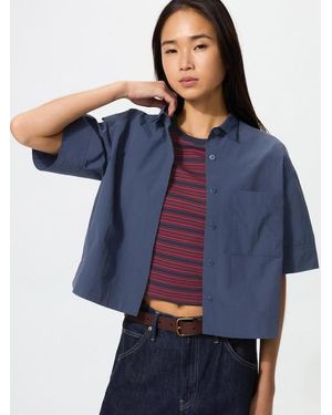 Uniqlo Nylon Boxy Short Shirt (Half Sleeve) - Blue