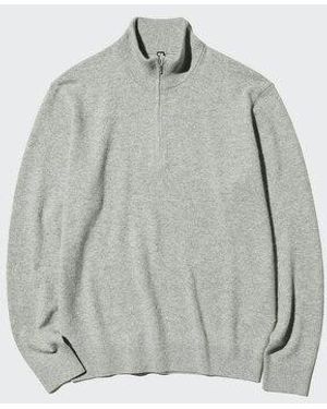 Uniqlo Jersey 100% Cashmere Media Cremallera - Gris