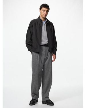 Uniqlo Pleated Wide Trousers (Brushed Jersey, Herringbone) - White