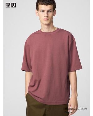 Uniqlo Airism Cotton Oversized Crew Neck T-Shirt - Red