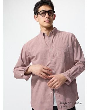 Uniqlo Camicia Popeline A Quadri - Rosa