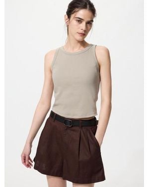 Uniqlo Ribbed Cropped Bra Top - Natural