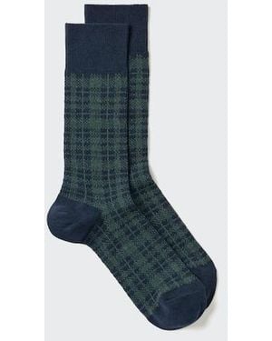 Uniqlo Heattech Socks (Checked) - Blue