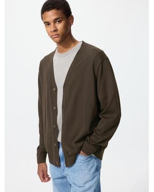 Uniqlo Knit V Neck Cardigan - Brown