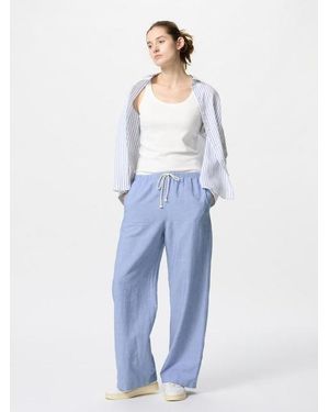 Uniqlo Linen Blend Easy Trousers (Longer) - Blue