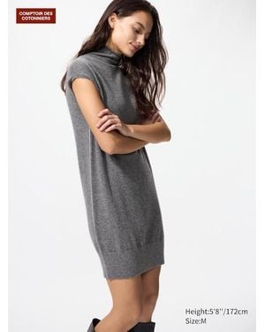 Uniqlo Vestito Midi 100% Cashmere Senza Maniche - Grigio