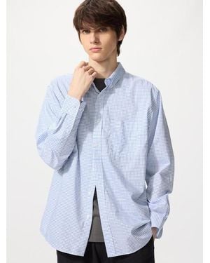 Uniqlo Broadcloth Regular Fit Shirt (Button-Down Collar, Check) - Blue