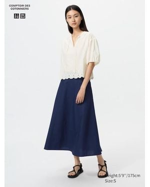 Uniqlo Linen Blend Flare Skirt - Blue