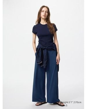 Uniqlo Pantalón Crepé Recto - Azul