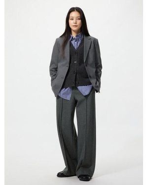 Uniqlo Pantalón Ancho Cepillado - Negro