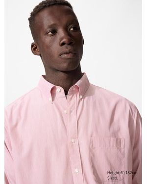 Uniqlo Camicia Popeline A Righe Sottili - Rosa