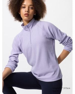Uniqlo Heattech Camiseta Elástica Polar Media Cremallera - Morado