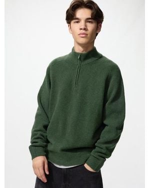 Uniqlo Soufflé Yarn Half-Zip Jumper - Green