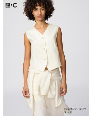 Uniqlo 100% Premium Linen Vest - White