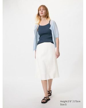 Uniqlo Linen Blend Narrow Midi Skirt - Blue