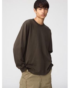 Uniqlo Airism Cotton Crew Neck T-Shirt (Long Sleeve) - Green