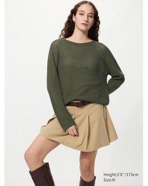Uniqlo 3D Knit Seamless Mesh Crew Neck Jumper - Green