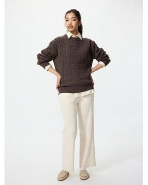 Uniqlo Pantalón Punto Canalé (Lavable A Máquina) - Neutro
