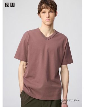 Uniqlo V Neck T-Shirt - Brown