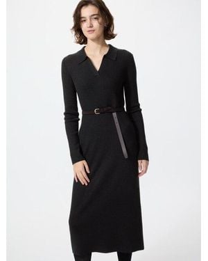 Uniqlo Knit Polo Dress (Long Sleeve) - Black