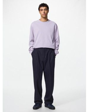 Uniqlo Pantaloni Con Piega Ampi Jersey Soft - Blu