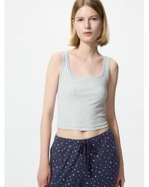 Uniqlo Cropped Square Neck Sleeveless Top - White